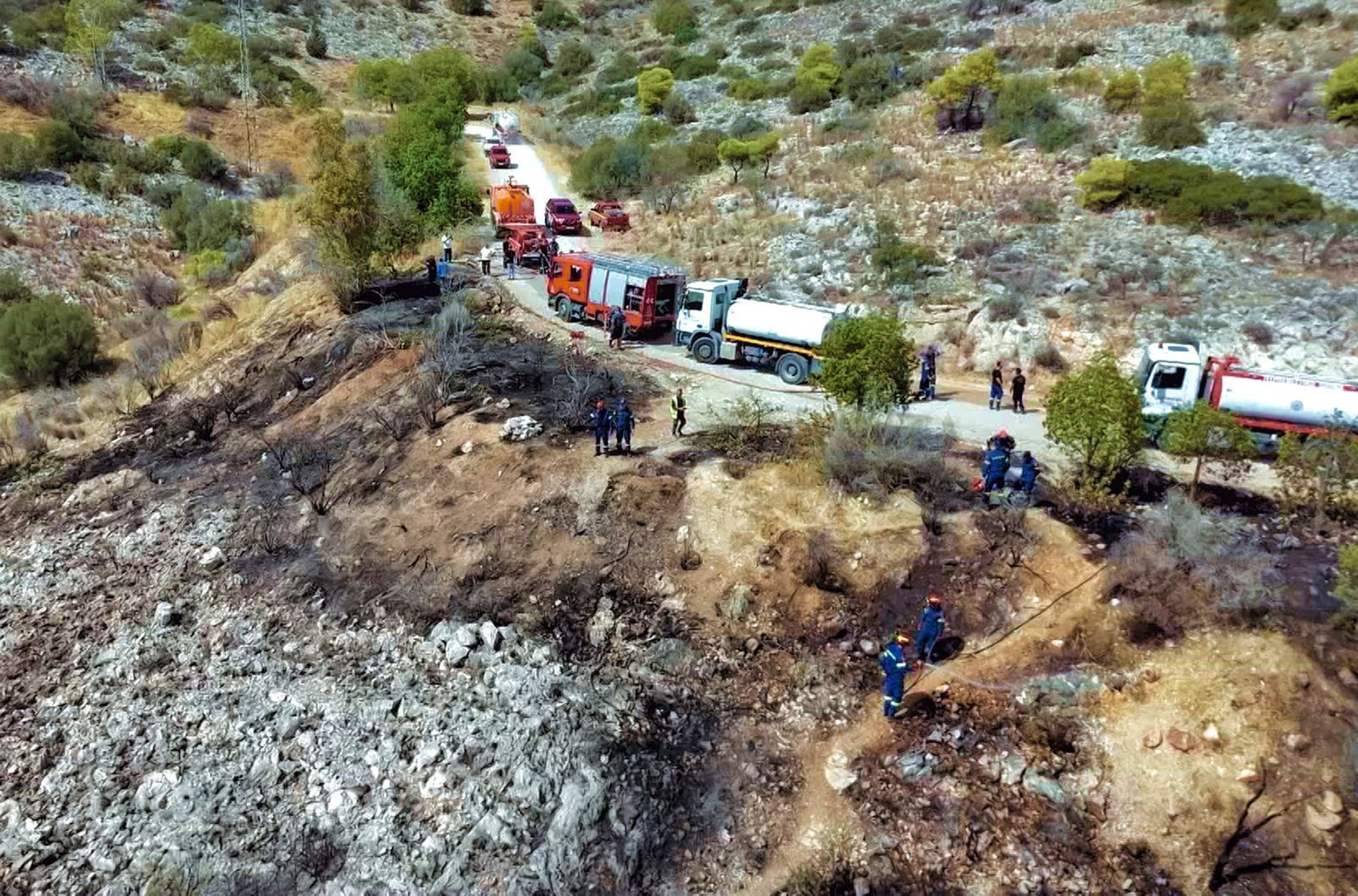 Freiwillige Feuerwehrkräfte der Gemeinde Kifissia im griechischen Attika sind in permanentem Alarmzustand. Das Gebiet ist das am stärksten gefährdete Brandgebiet Europas. (Bild: ARTE/Eberhard Rühle, Nikolaus Tarouquella)
