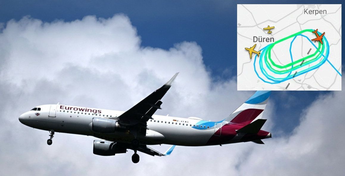 Ein Eurowings-Flieger musste nach mehreren Runden über Nörvenich nach Köln/Bonn zurückfliegen. Auf dem Portal Flight-Radar wurde der Irrflug dokumentiert.