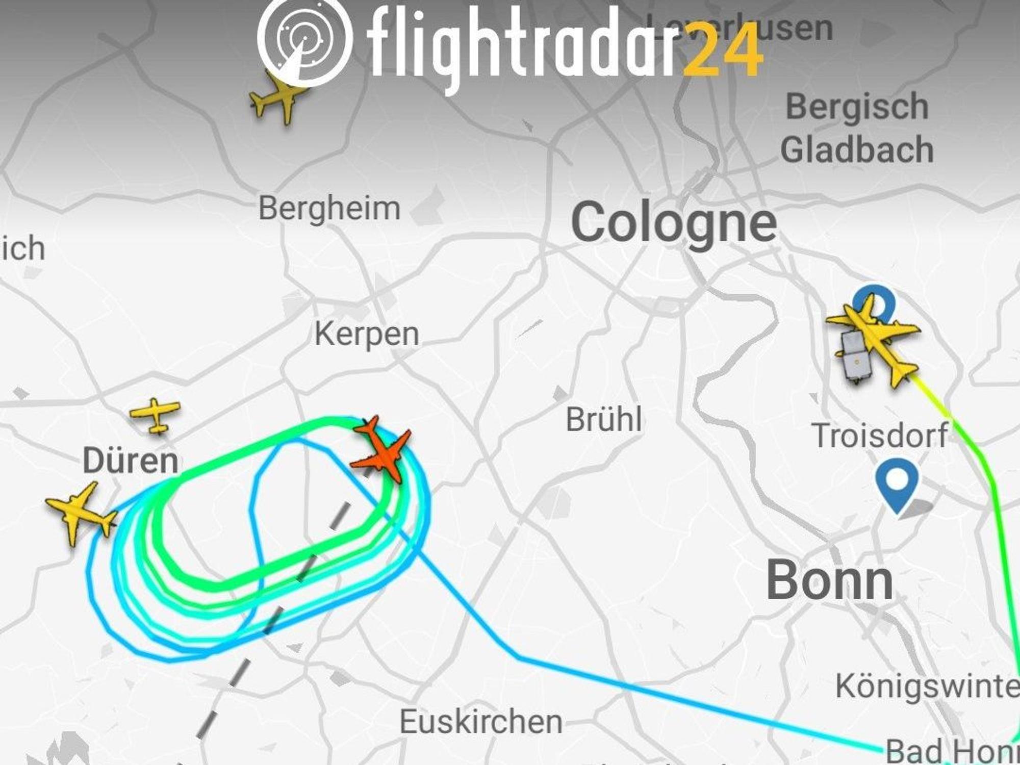 Auf dem Flugportal Flightradar wurde der Irrflug dokumentiert.