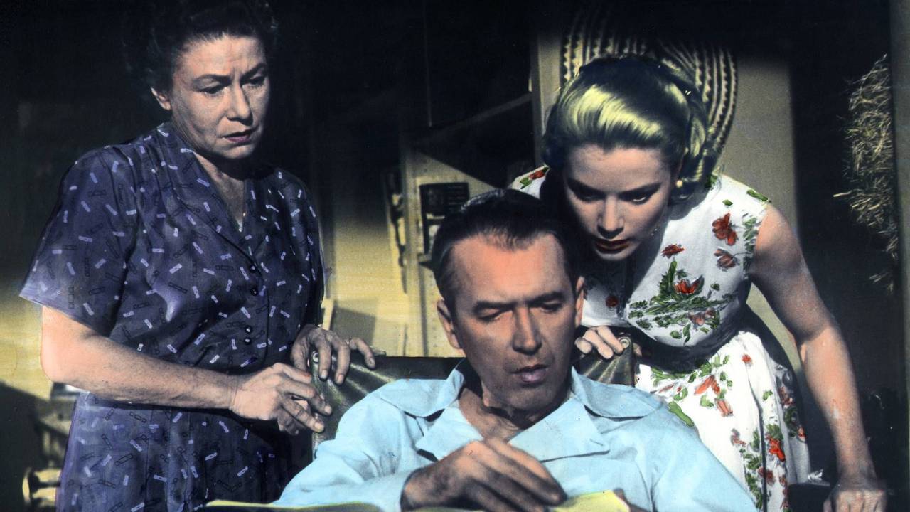 Thelma Ritter, James Stewart und Grace Kelly in „Das Fenster zum Hof“.