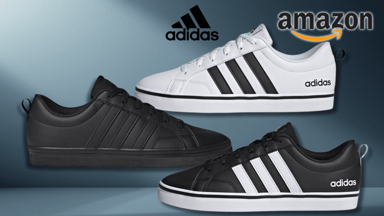 Der Adidas Vs Pace 2.0 vor einem dunklen Hintergrund.