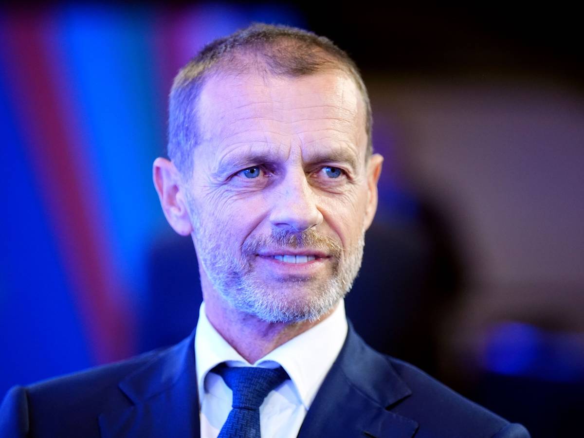 Uefa-Präsident bei der Eröffnung der Uefa Euro 2028 im Below The Lights.