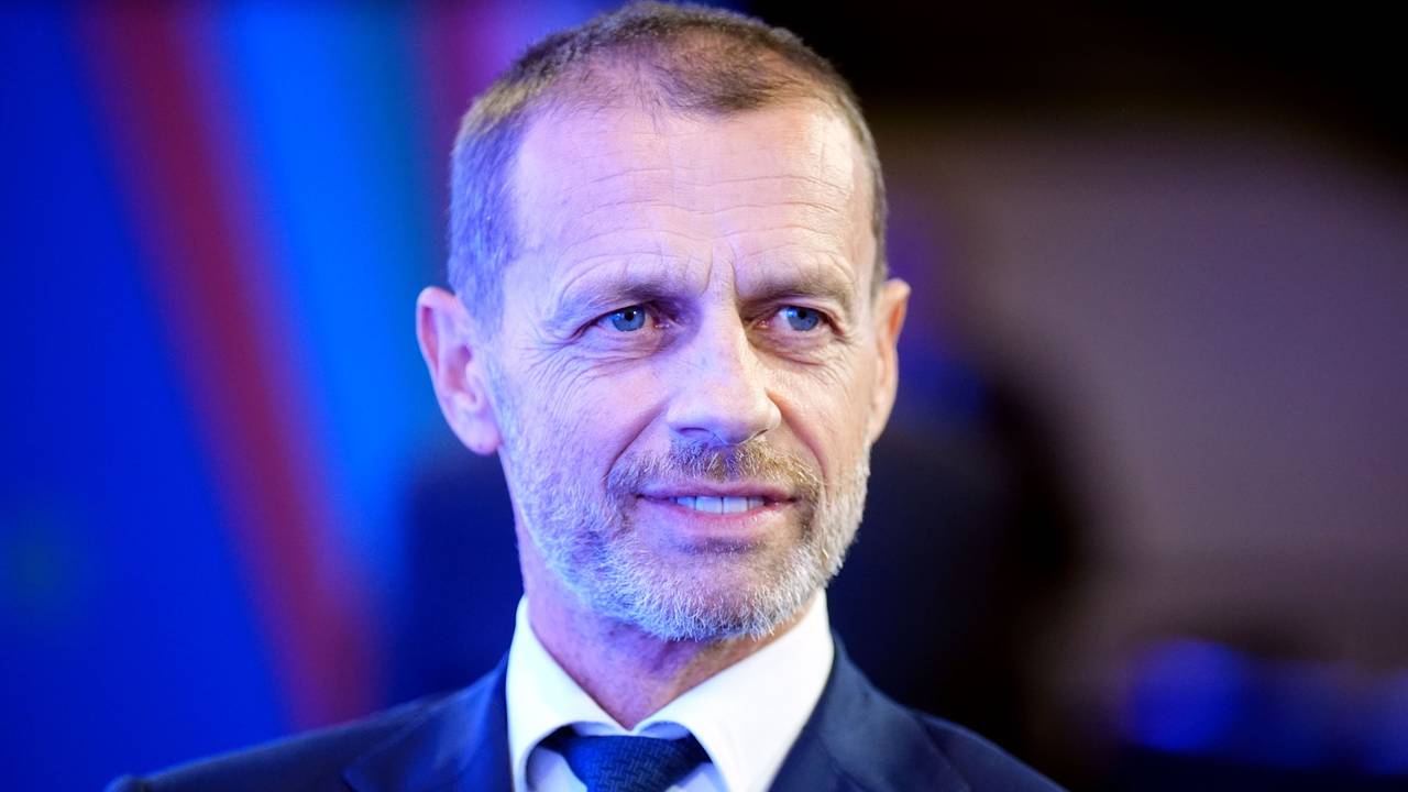 Uefa-Präsident bei der Eröffnung der Uefa Euro 2028 im Below The Lights.