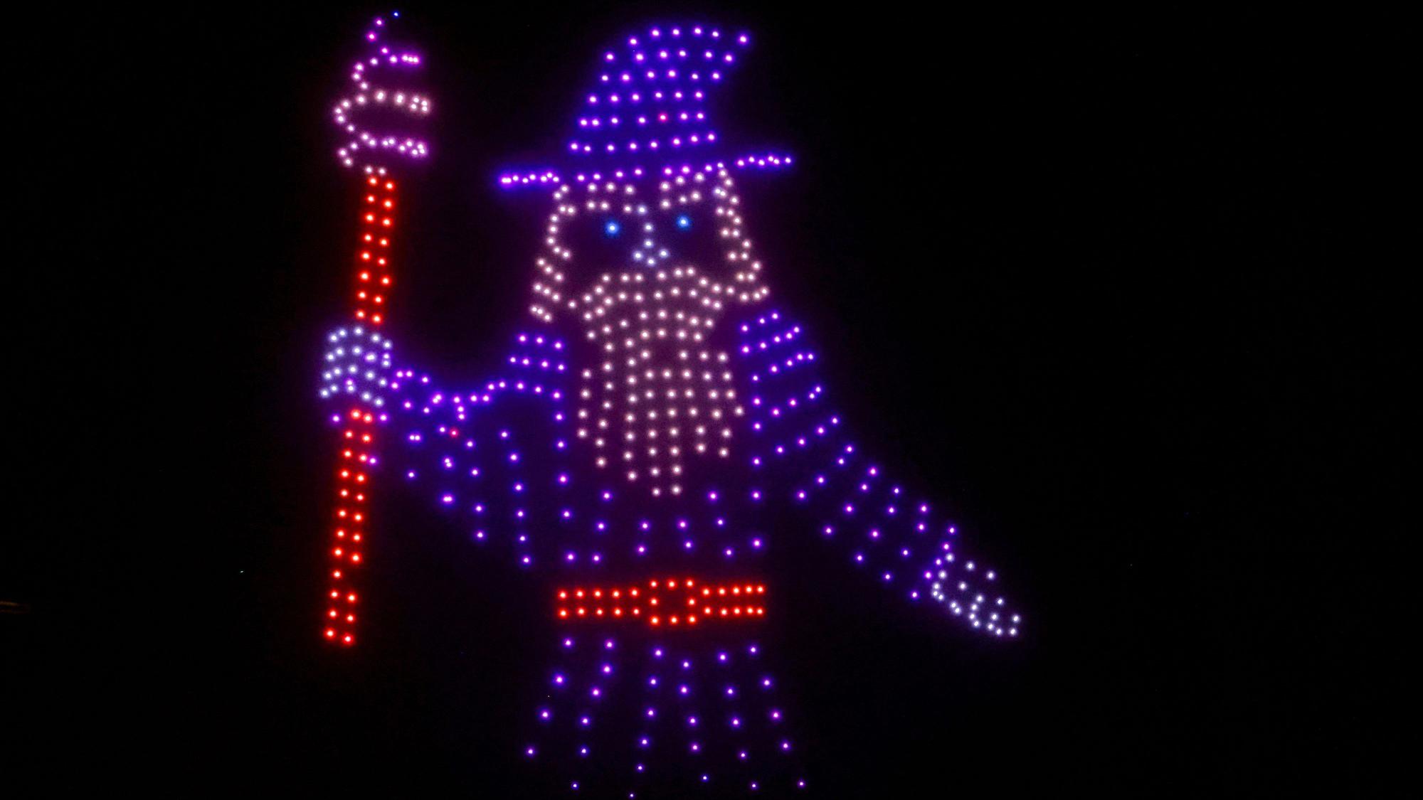 Ein Motiv der Drohnenshow bei den Kölner Lichtern.