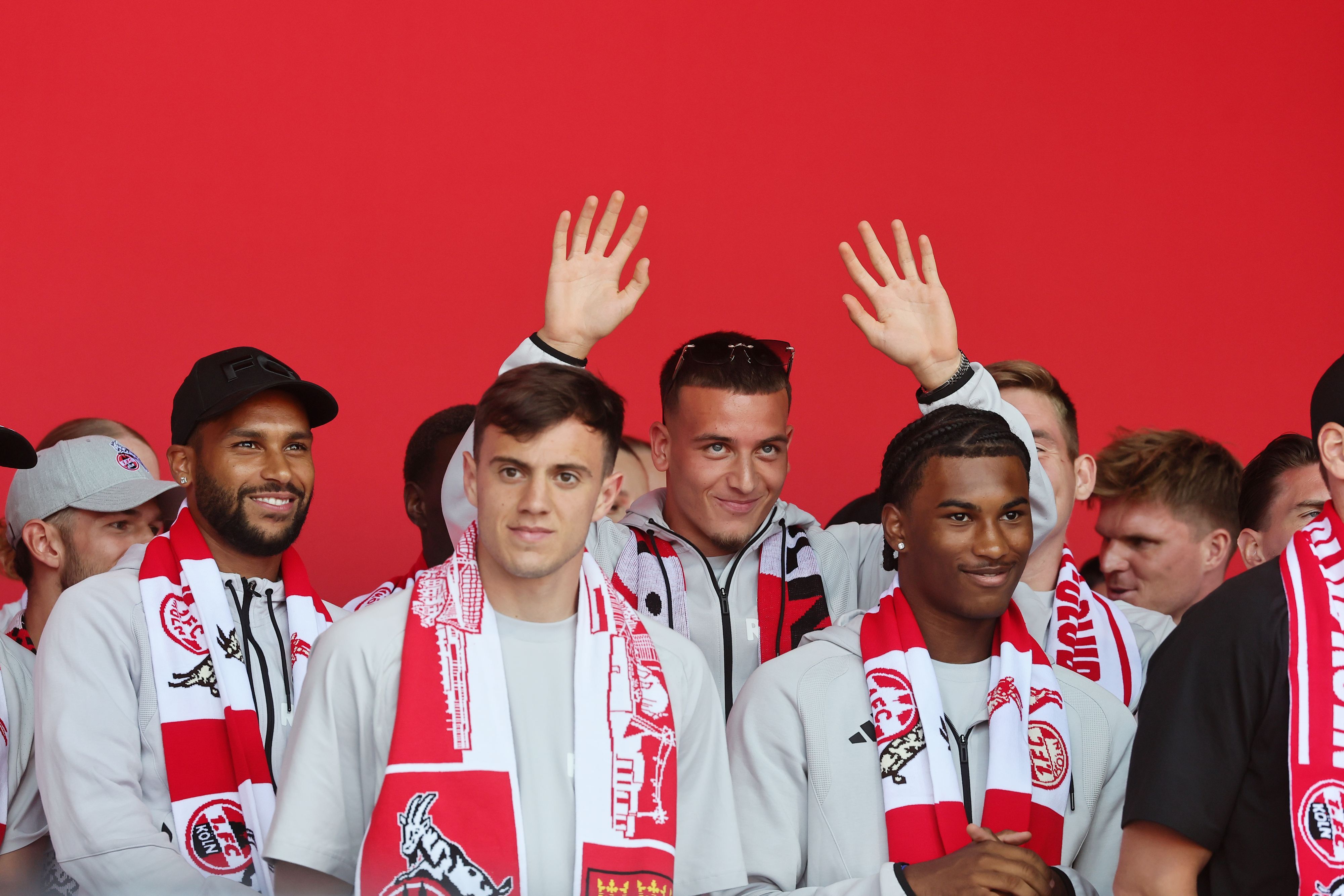 Linton Maina, Paul Okon-Engstler, Said El Mala und Reagan Heskey (v. l.) 1. FC Köln.