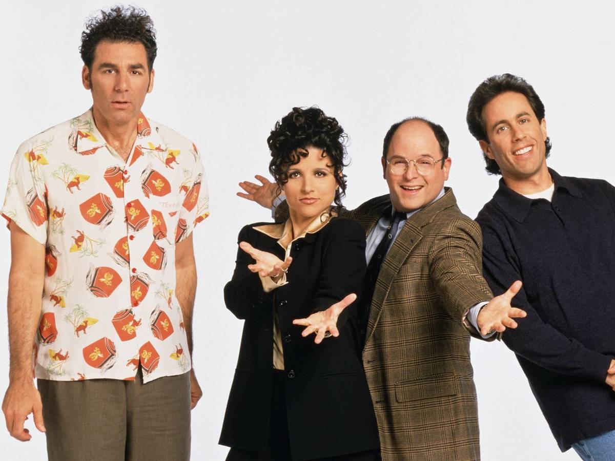 Sie schrieben in den 90er-Jahren TV-Geschichte: In der preisgekrönten Sitcom „Seinfeld“ lachten jede Woche Millionen von US-Zuschauern über die vier New Yorker Freunde (von links) Cosmo Kramer (Michael Richards), Elaine Benes (Julia Louis-Dreyfus), George Costanza (Jason Alexander) und Namensgeber Jerry Seinfeld. (Bild: Sony Pictures)