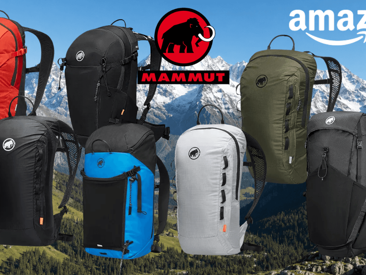 Mammut Rucksäcke vor einem Gebierge.
