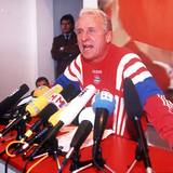 Bayern-Trainer Giovanni Trapattoni bei seiner legendären Pressekonferenz nach der Kritik an seiner Mannschaft.