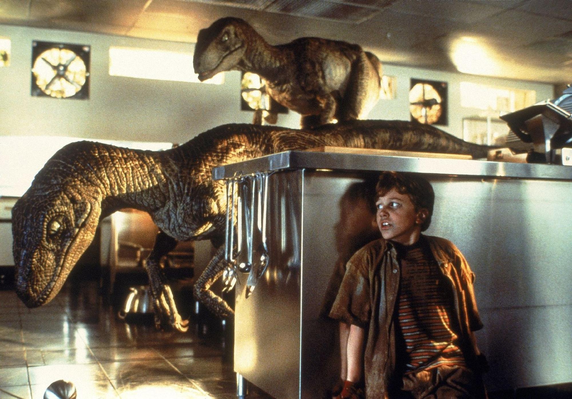 Tim (Joseph Mazello) muss sich vor den gefährlichen Dinosauriern verstecken. (Bild: RTL / Universal Studios)