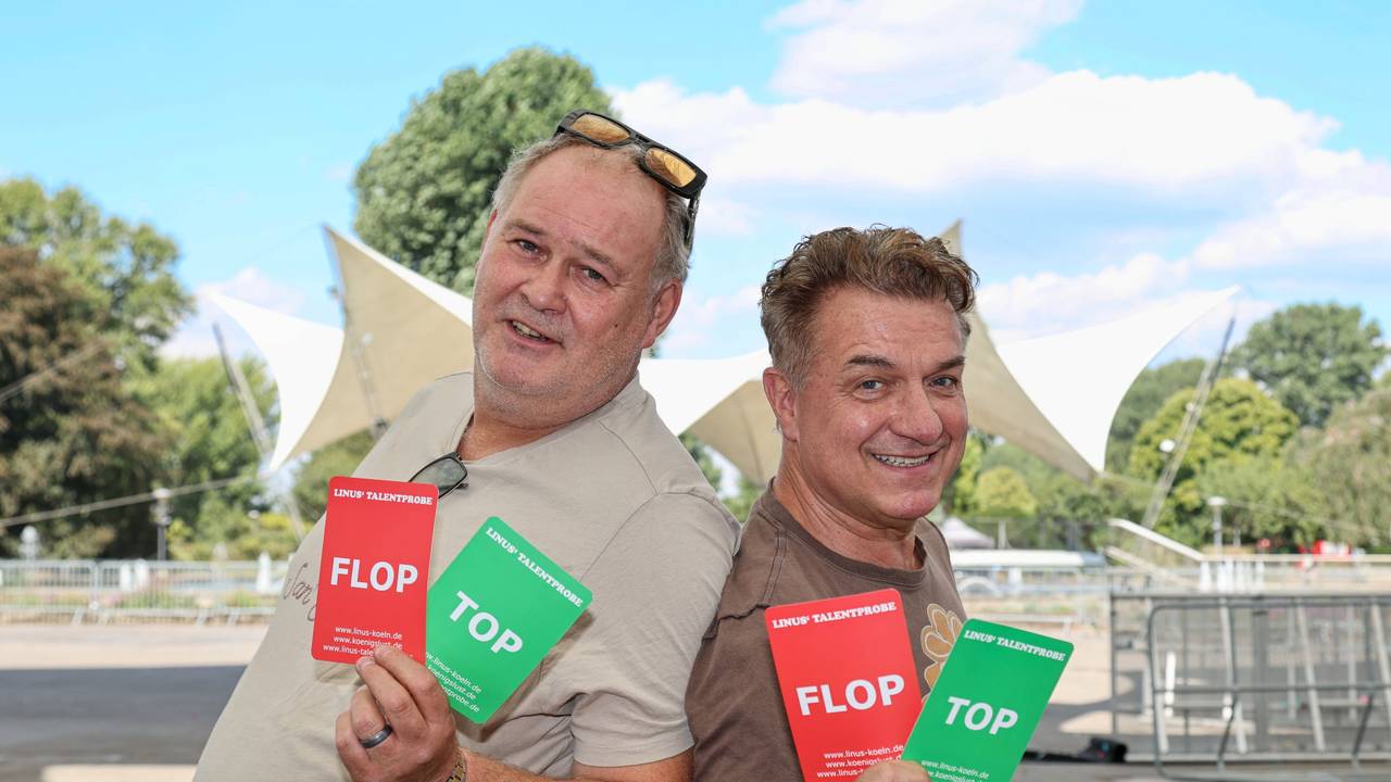 Walter Waldi Lehnertz zusammen mit Entertainer Linus im Tanzbrunnen.
