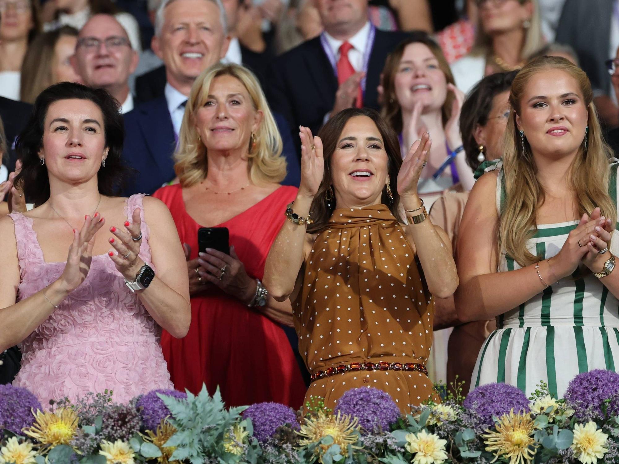 v. l.: Dorothee Bär, Bundesforschungsministerin, Königin Mary von Dänemark und Prinzessin Catharina-Amalia der Niederland bei der Eröffnungsfeier der Weltmeisterschaften in Aachen am 11. August 2026.