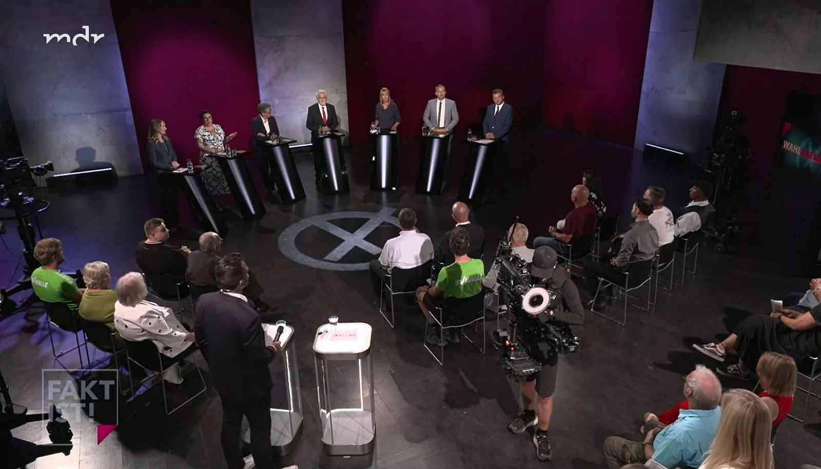 Bei der vom MDR veranstalteten „Wahl-Arena“ standen die Spitzenkandidatinnen und -kandidaten Rede und Antwort. (Bild: MDR)