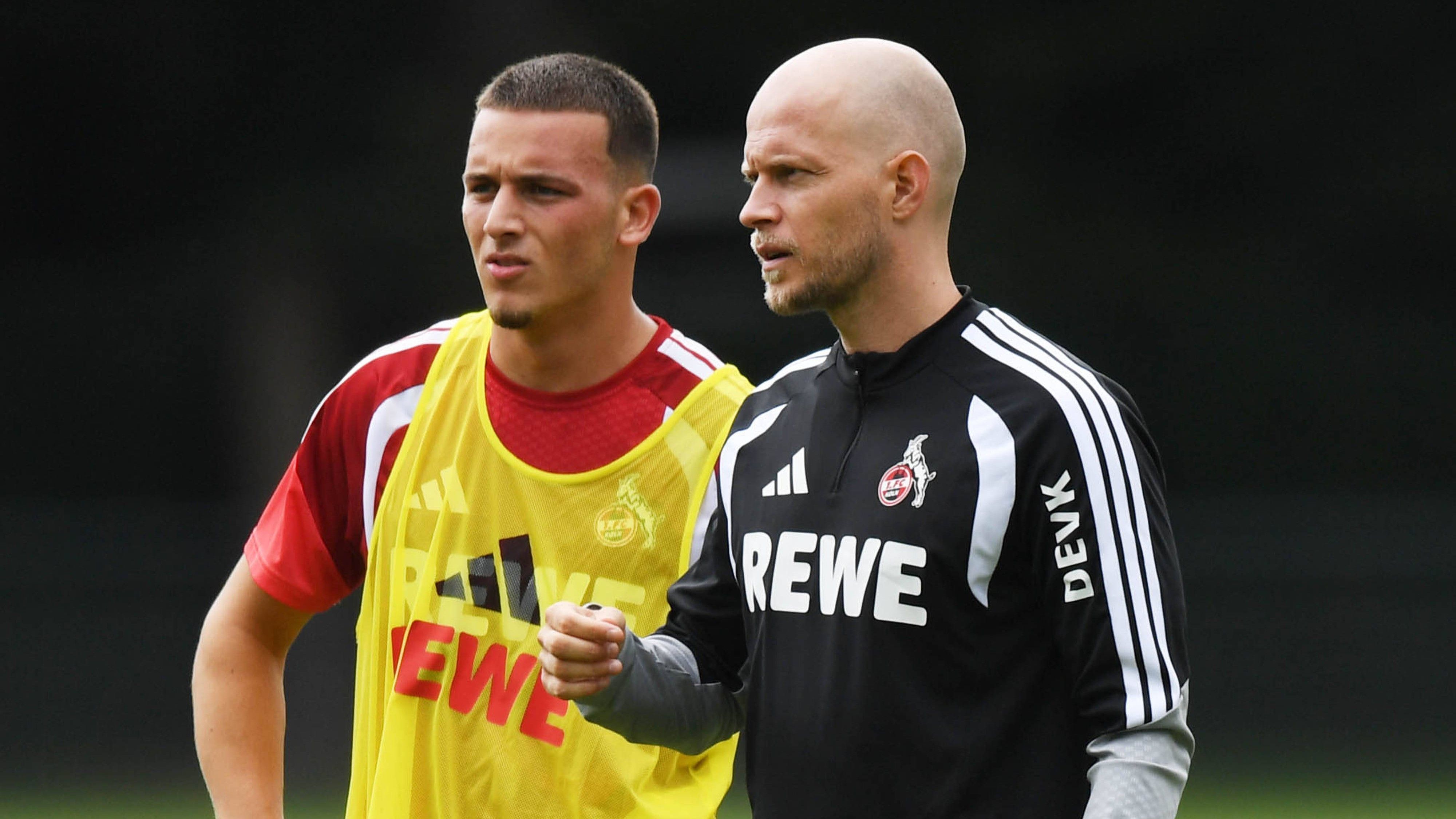 René Wagner und Said El Mala beim 1. FC Köln auf dem Trainingsplatz.