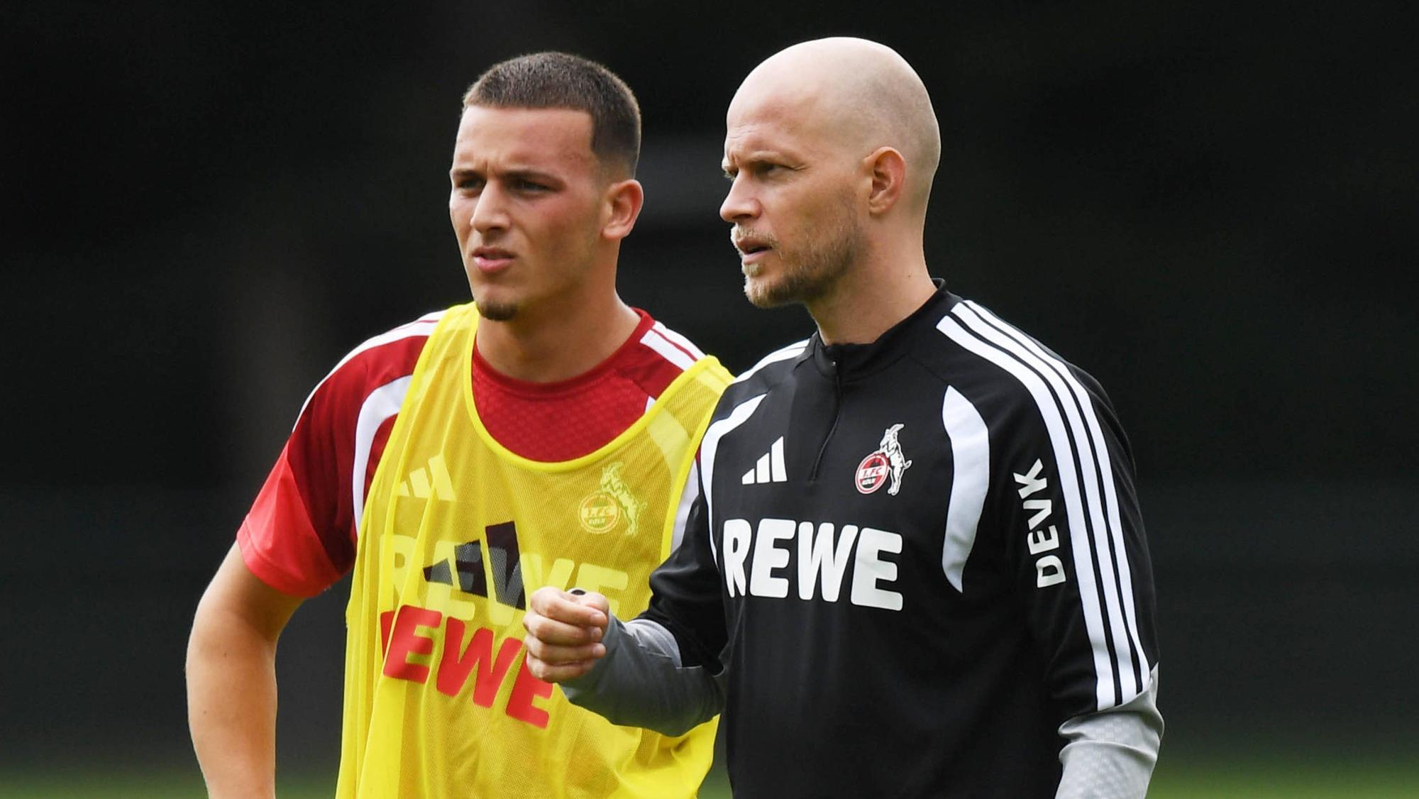 René Wagner und Said El Mala beim 1. FC Köln auf dem Trainingsplatz.