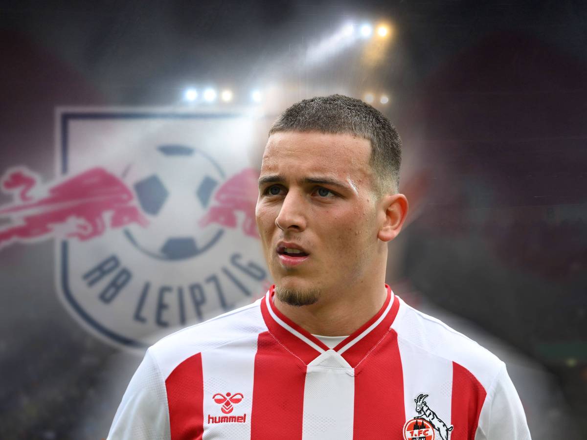 Fotomontage: Said El Mala vor dem Logo von RB Leipzig.