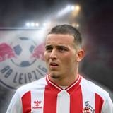 Fotomontage: Said El Mala vor dem Logo von RB Leipzig.