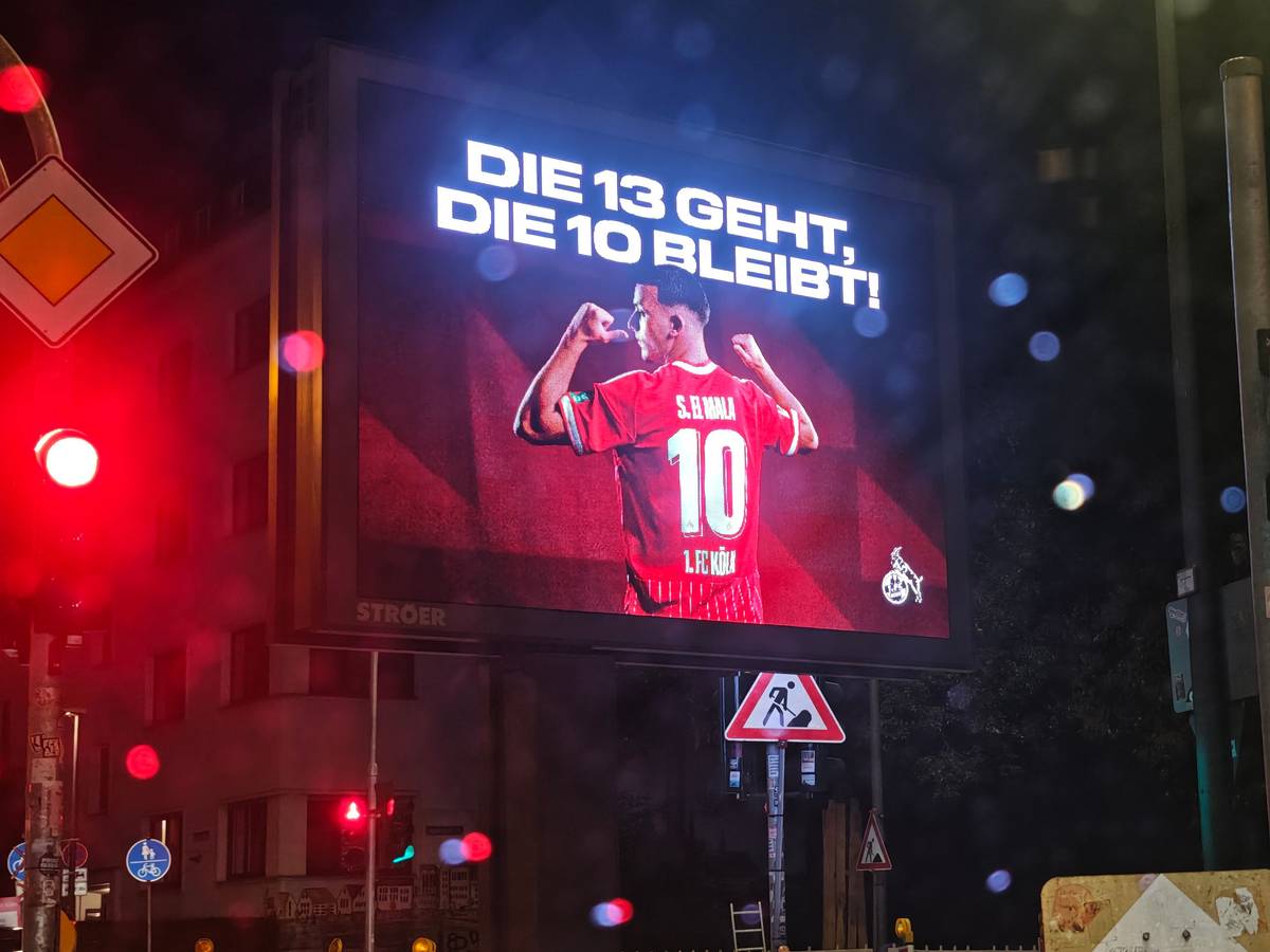 Eine Werbetafel in Köln-Ehrenfeld zeigt Said El Mala.
