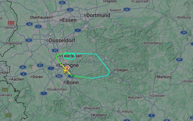Auf der Karte ist der Flug zu sehen.