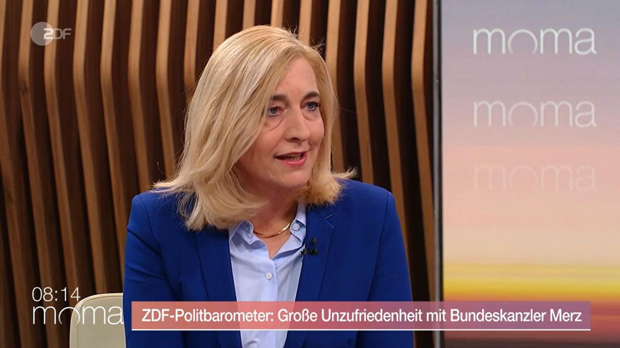Kanzleramtschefin Nina Warken hat sich im ZDF-Moma zu den schlechten Umfragewerten der Regierung geäußert. (Bild: ZDF)