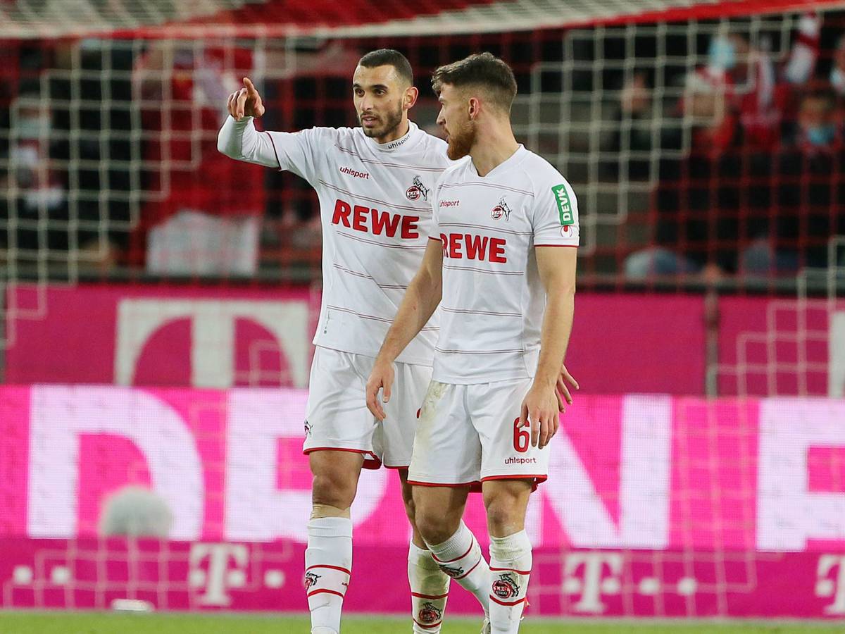 Ellyes Skhiri und Salih Özcan besprechen sich auf dem Platz.