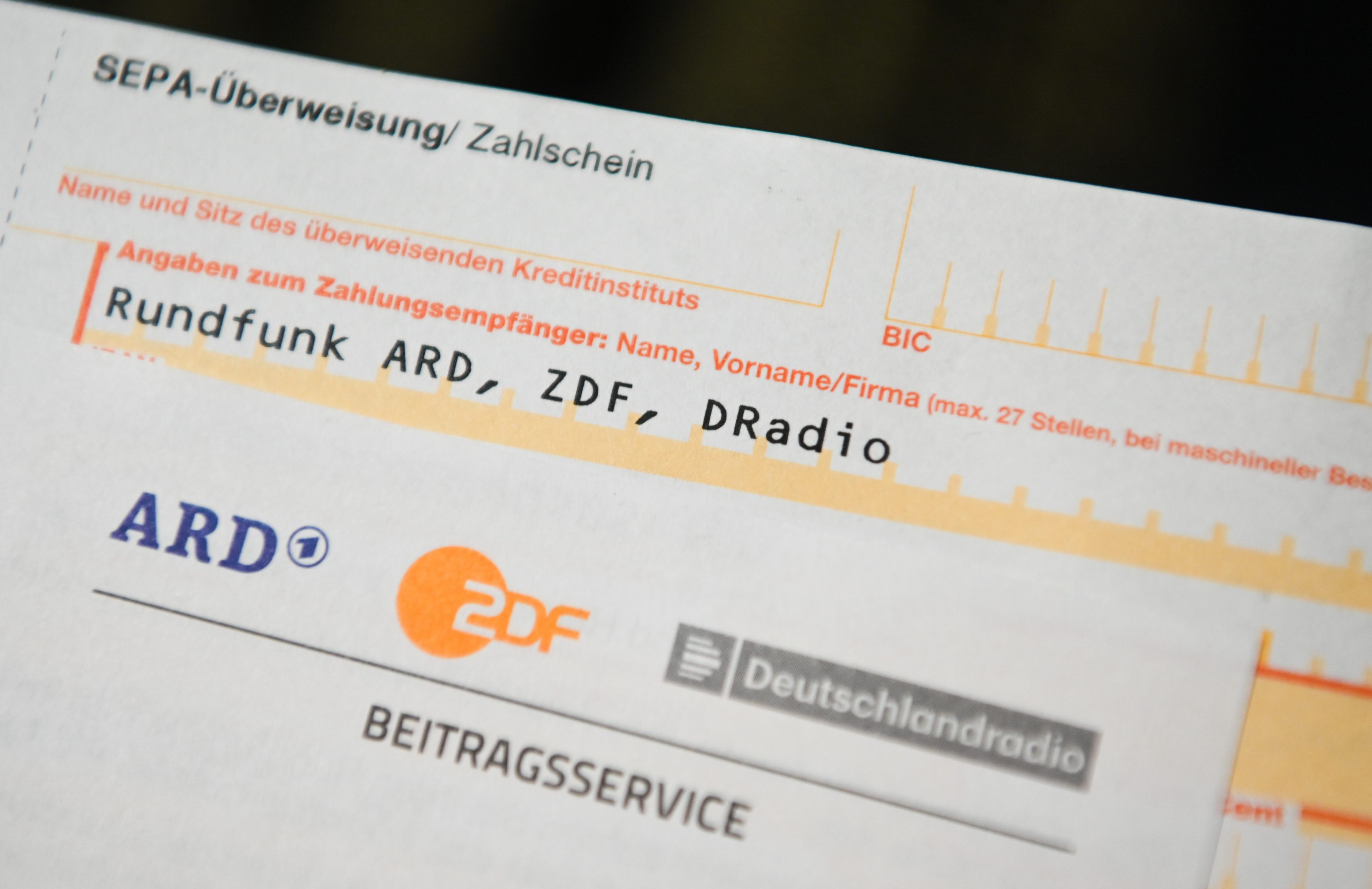 Überweisungsschein für den Rundfunkbeitrag