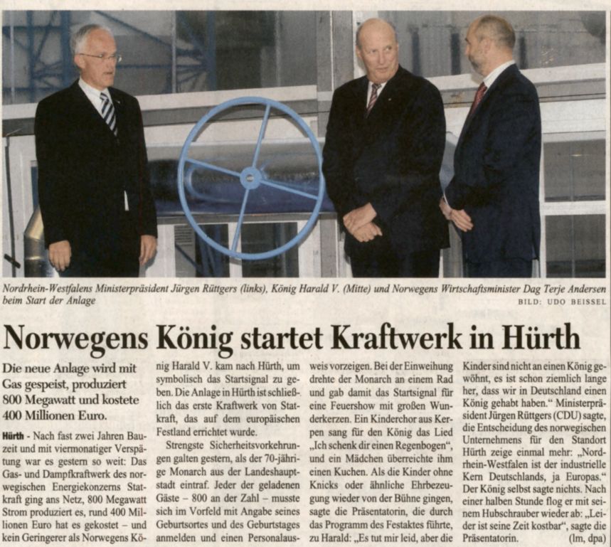 So berichtete der KSTA über den Besuch des Königs.