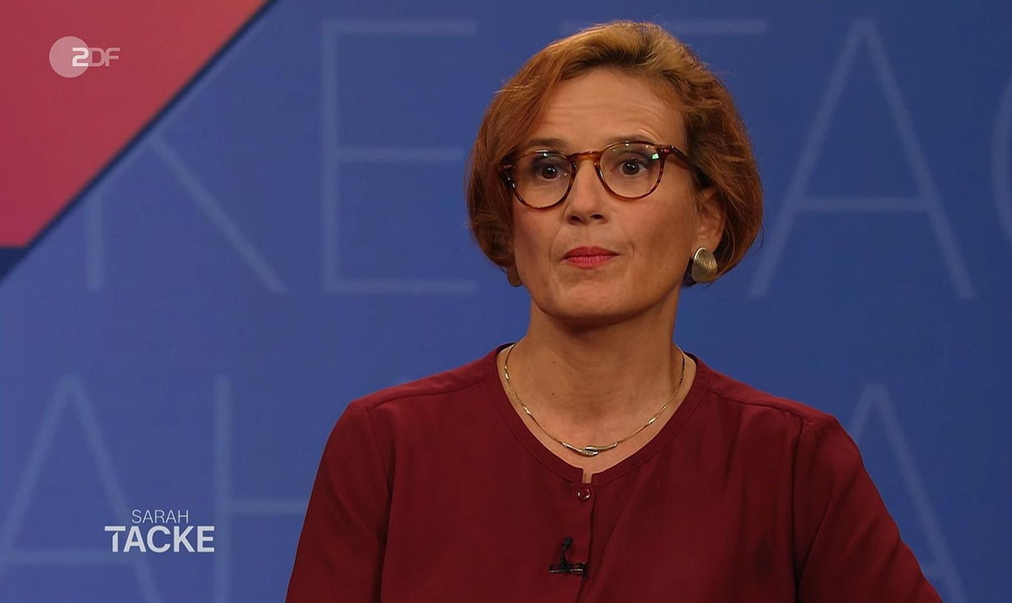 Ex-Linken-Chefin Katja Kipping ging in „Sarah Tacke“ mit der Grundsicherung hart ins Gericht. Die Maßnahme werde uns alle teuer zu stehen bekommen. (Bild: ZDF)