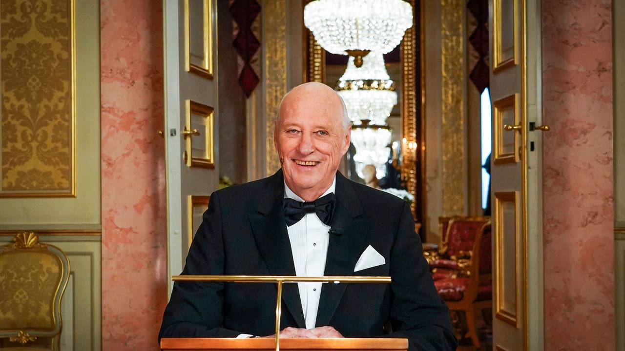 Der norwegische König Harald V. bei einer Ansprache.