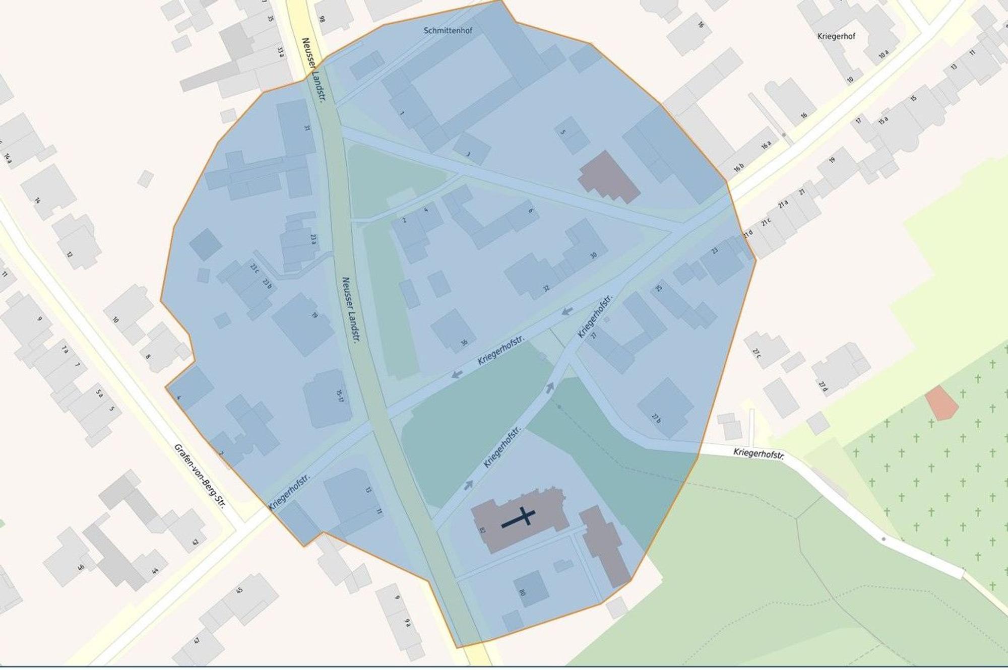 Im Bereich der Kriegerhofstraße in Köln-Fühlingen wurde eine Granate gefunden. Sie soll kontrolliert gesprengt werden.
