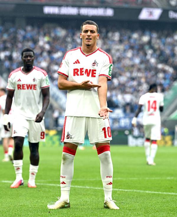 Said El Mala (1. FC Köln) bejubelt sein Tor zum 1:1 gegen die TSG Hoffenheim.