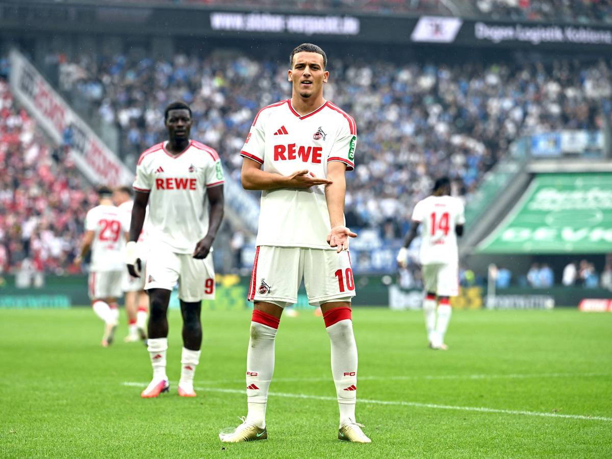 Said El Mala (1. FC Köln) bejubelt sein Tor zum 1:1 gegen die TSG Hoffenheim.