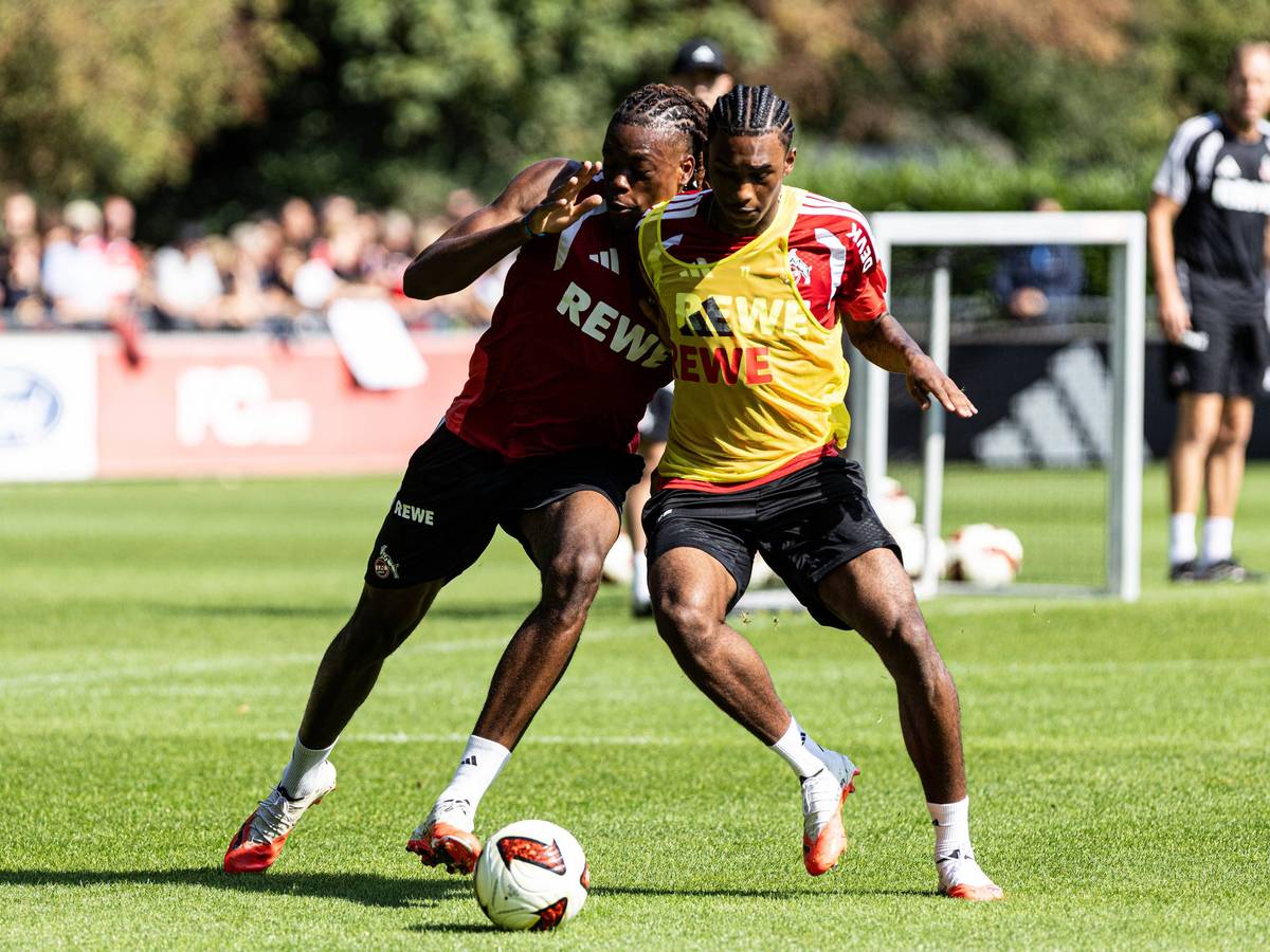 Reigan Heskey im Duell mit Elias Bakatukanda.