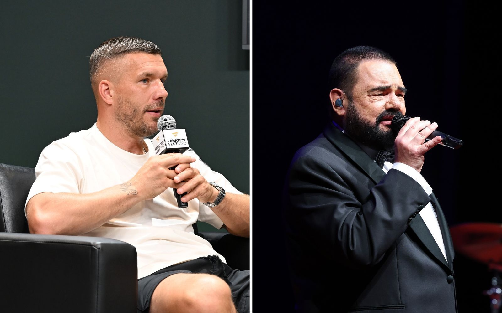 Lukas Podolski (links) hat sich in der „Glücksgefühle“-Debatte um Alphaville und Frontmann Marian Gold zu Wort gemeldet. (Bild: Getty Images / Dave Kotinsky / Gerald Matzka)