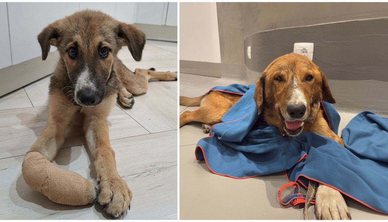 Die beiden albanischen Straßenhunde Ilya (li.) und Luna