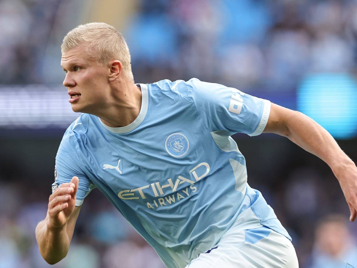 Erling Haaland im Dress von Manchester City.
