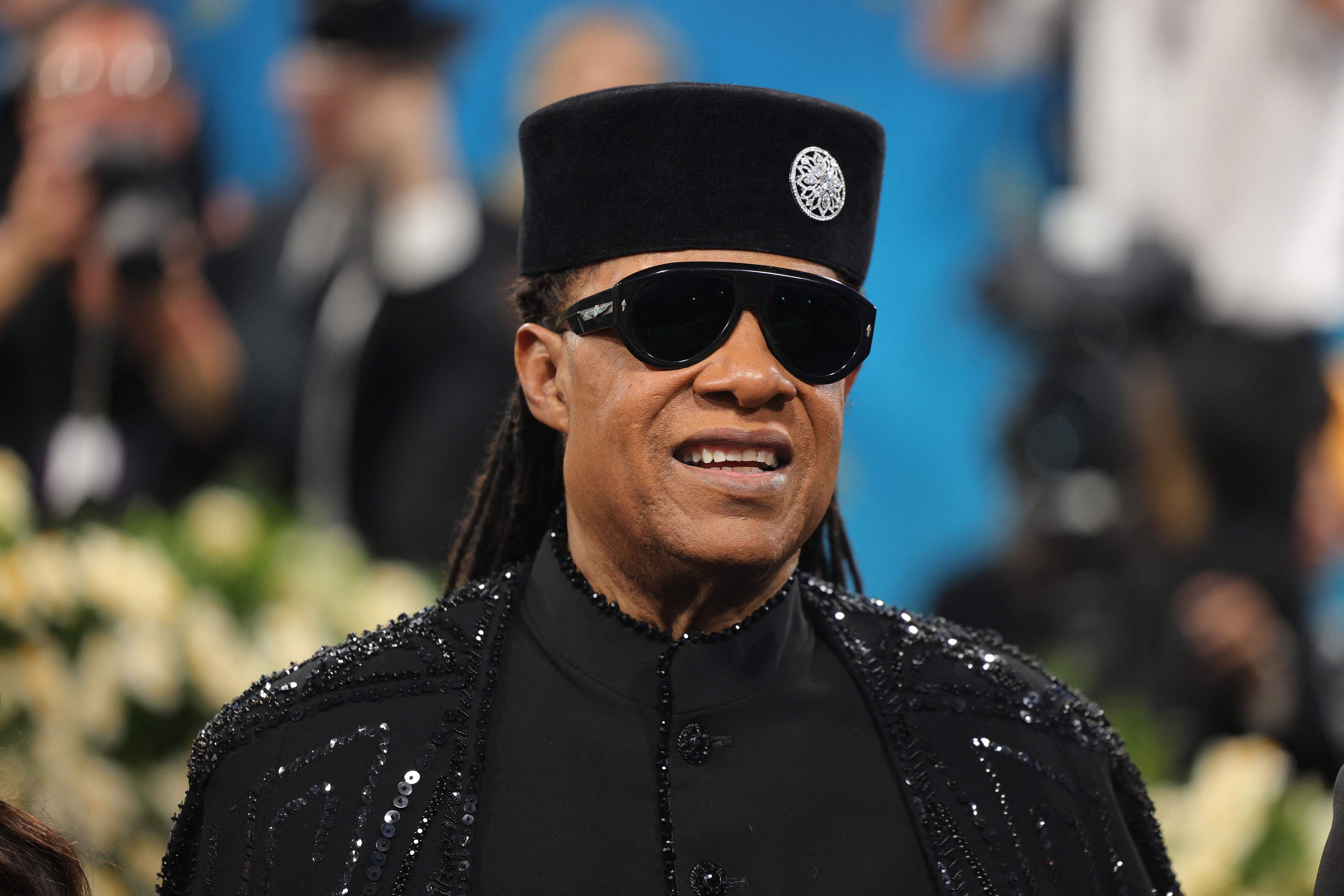 Musiker Stevie Wonder bei einem Empfang,