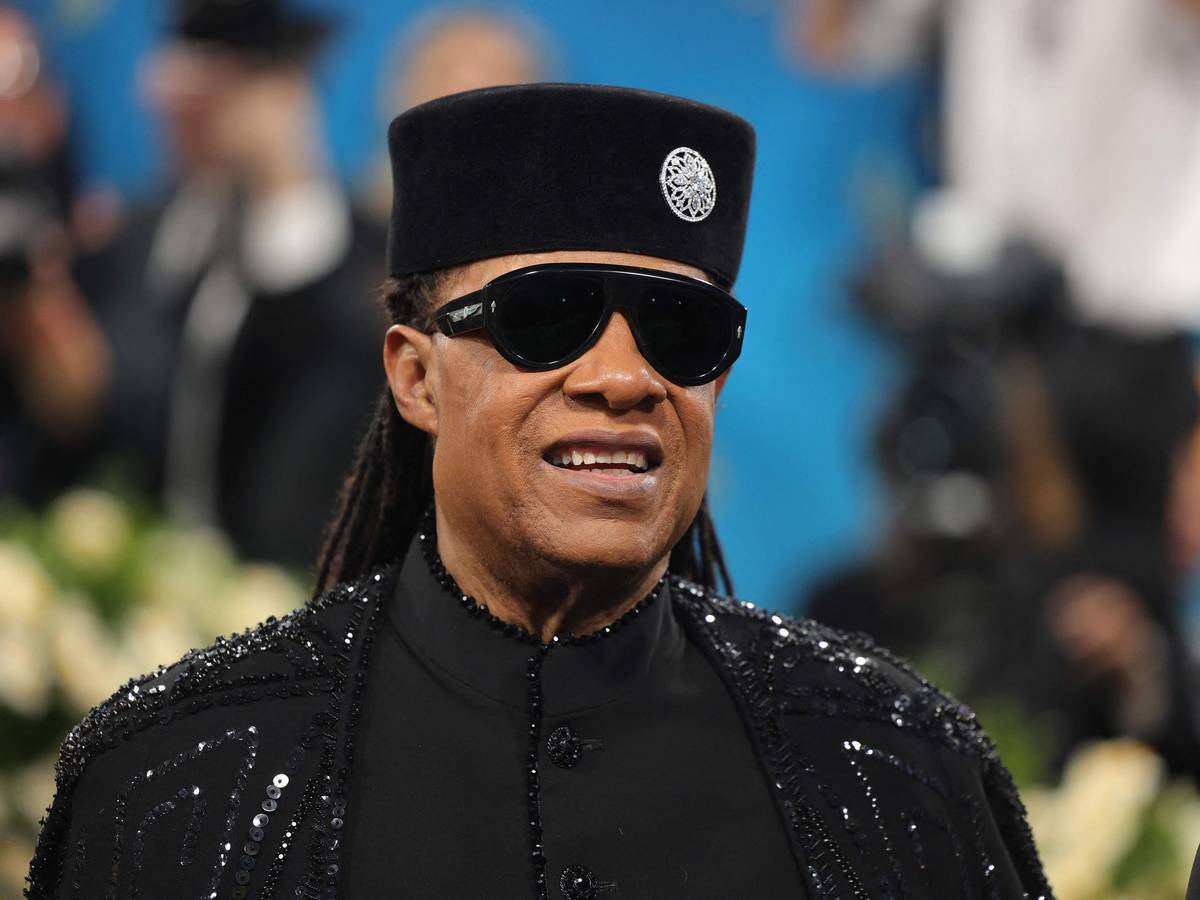 Musiker Stevie Wonder bei einem Empfang,