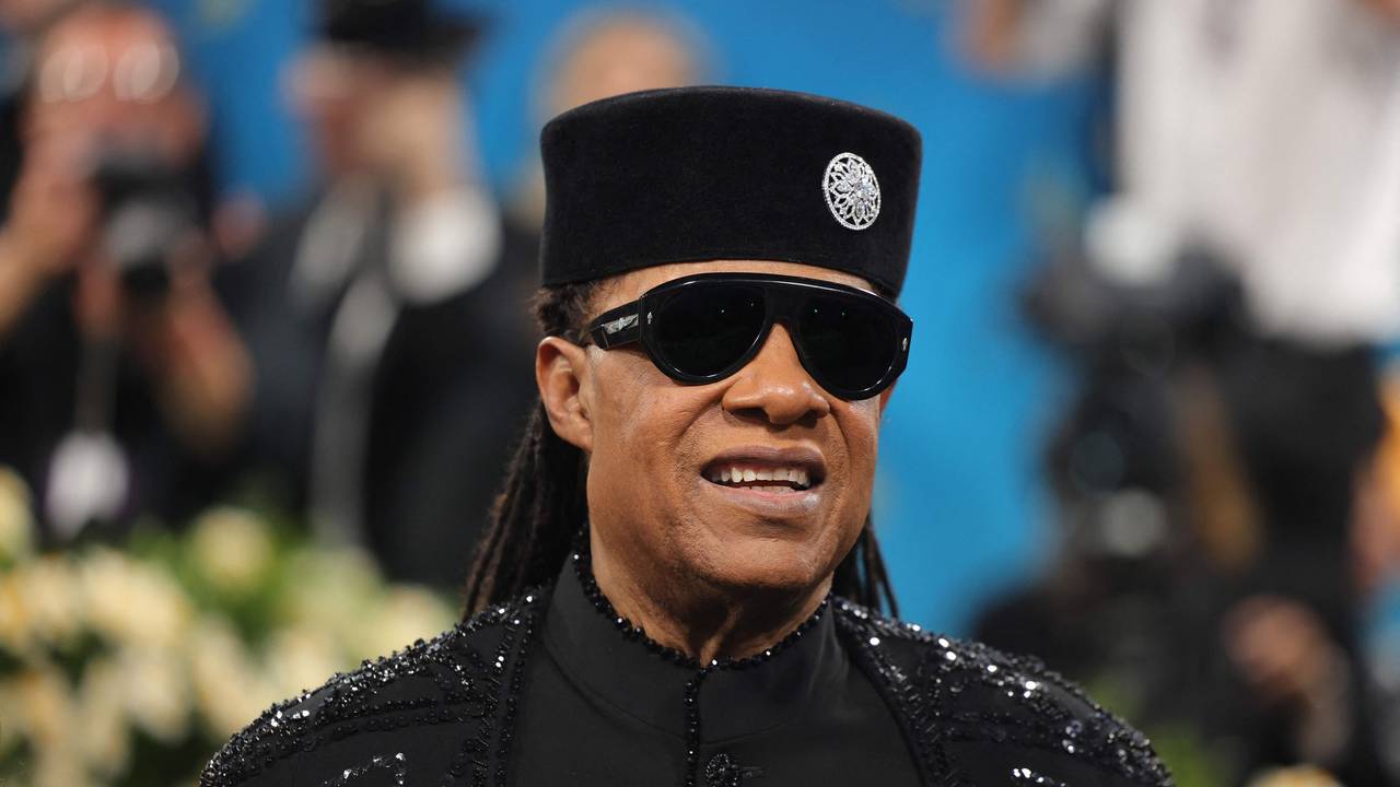 Musiker Stevie Wonder bei einem Empfang,