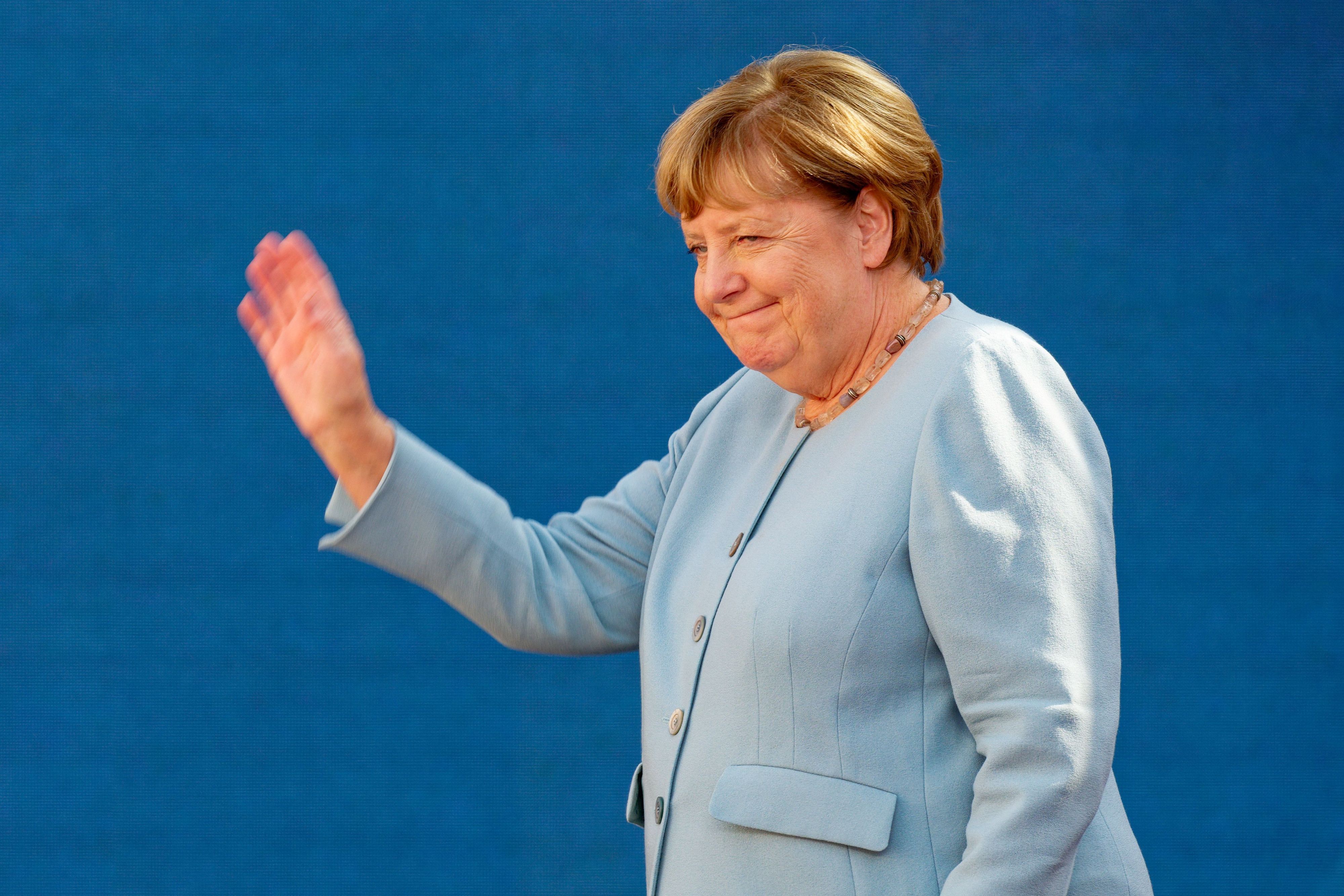 Die ehemalige Bundeskanzlerin Angela Merkel (CDU) spricht bei der Digitalmesse Digital X der Deutschen Telekom.