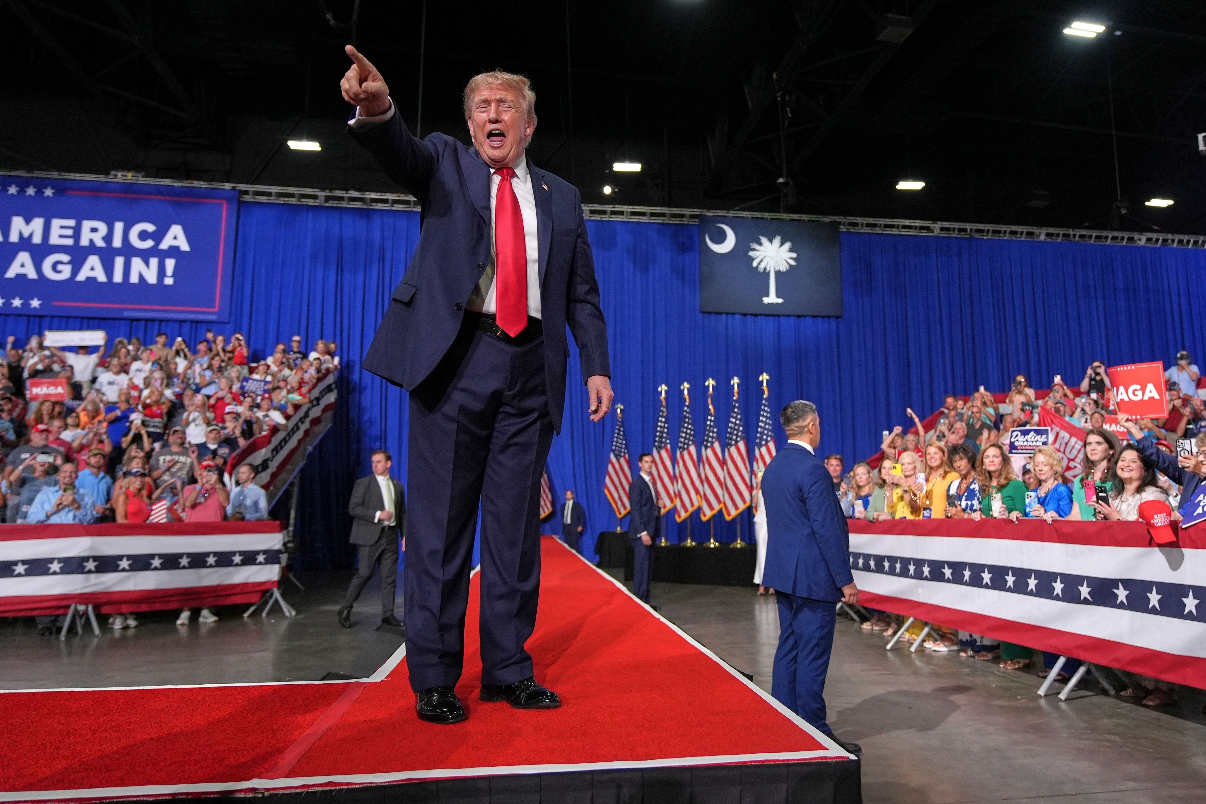 US-Präsident Donald Trump bei einer Wahlkampfveranstaltung im Myrtle Beach Convention Center in Myrtle Beach.