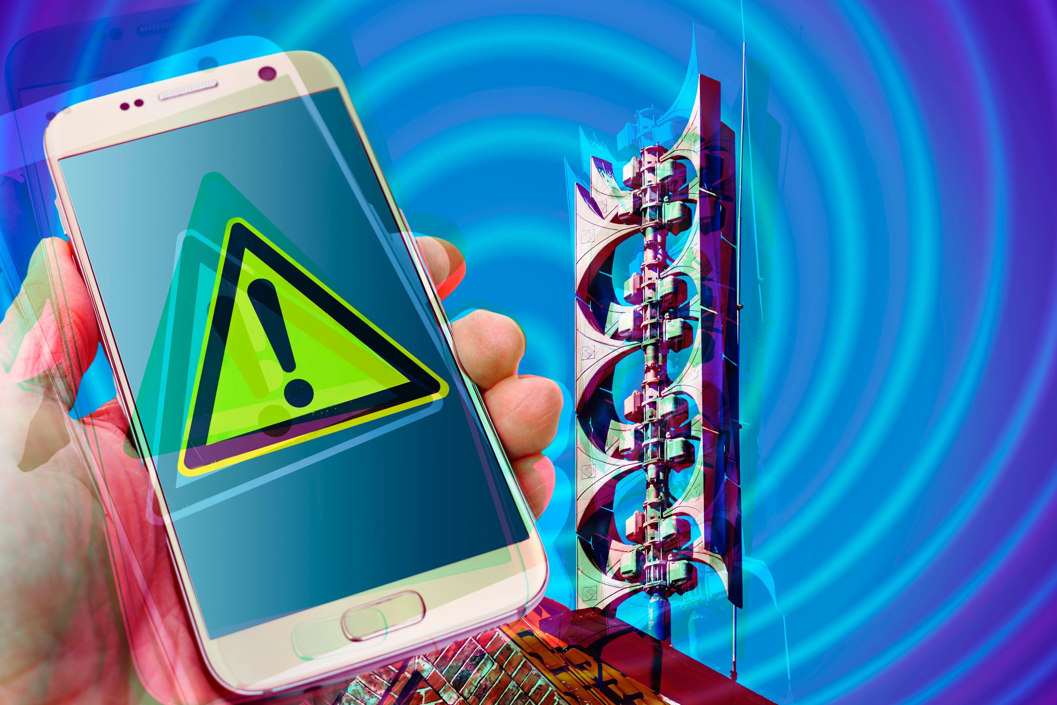 Smartphone mit Warnung und elektronische Sirene