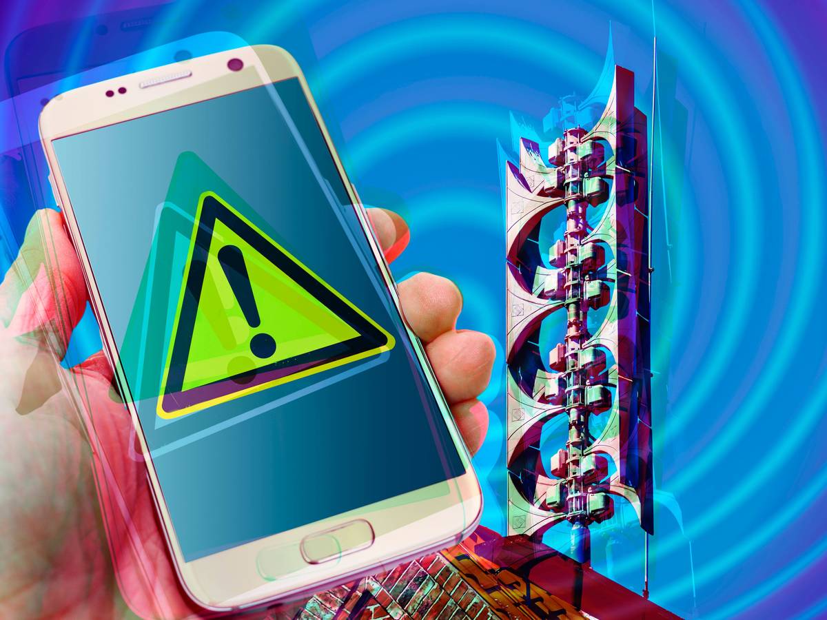 Smartphone mit Warnung und elektronische Sirene