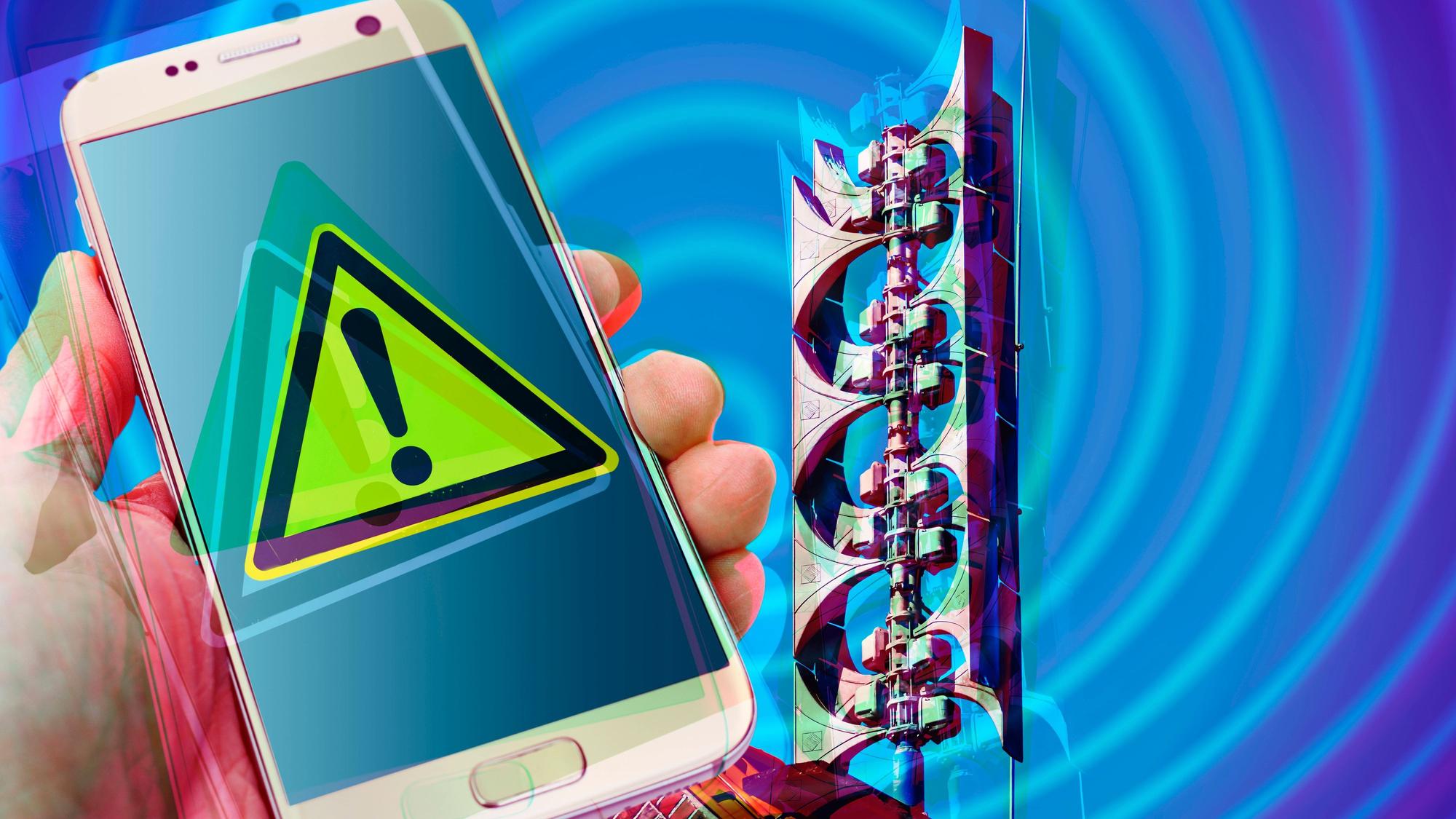 Smartphone mit Warnung und elektronische Sirene