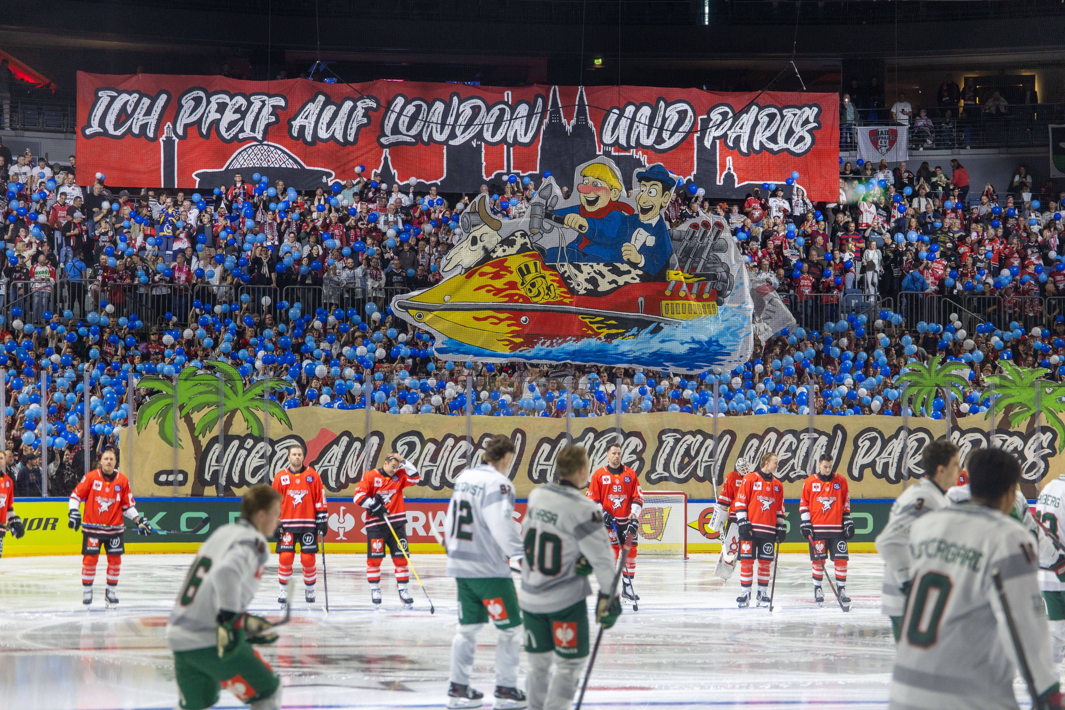 Eine Fan-Choreo bei den Kölner Haien.