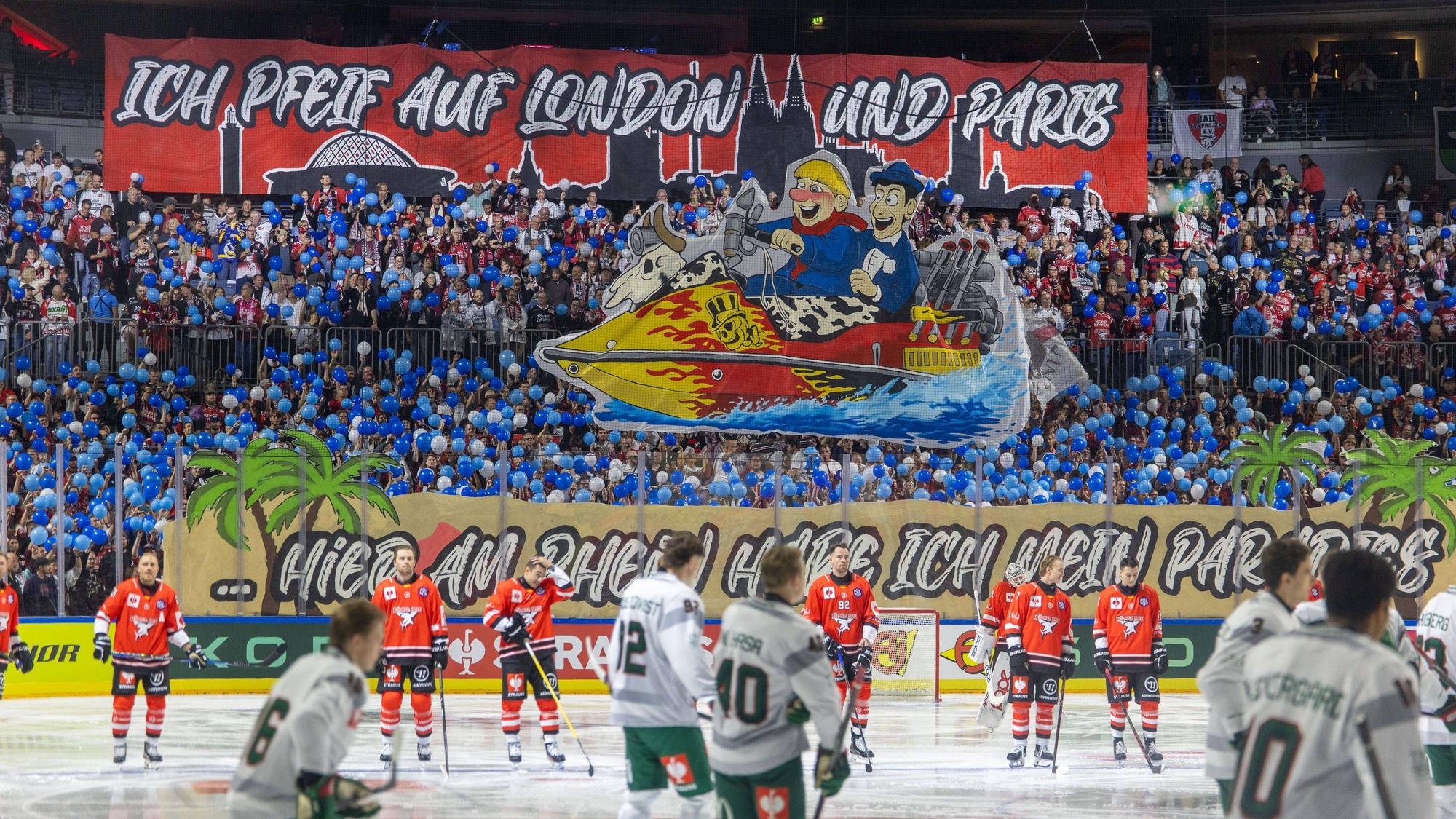 Eine Fan-Choreo bei den Kölner Haien.