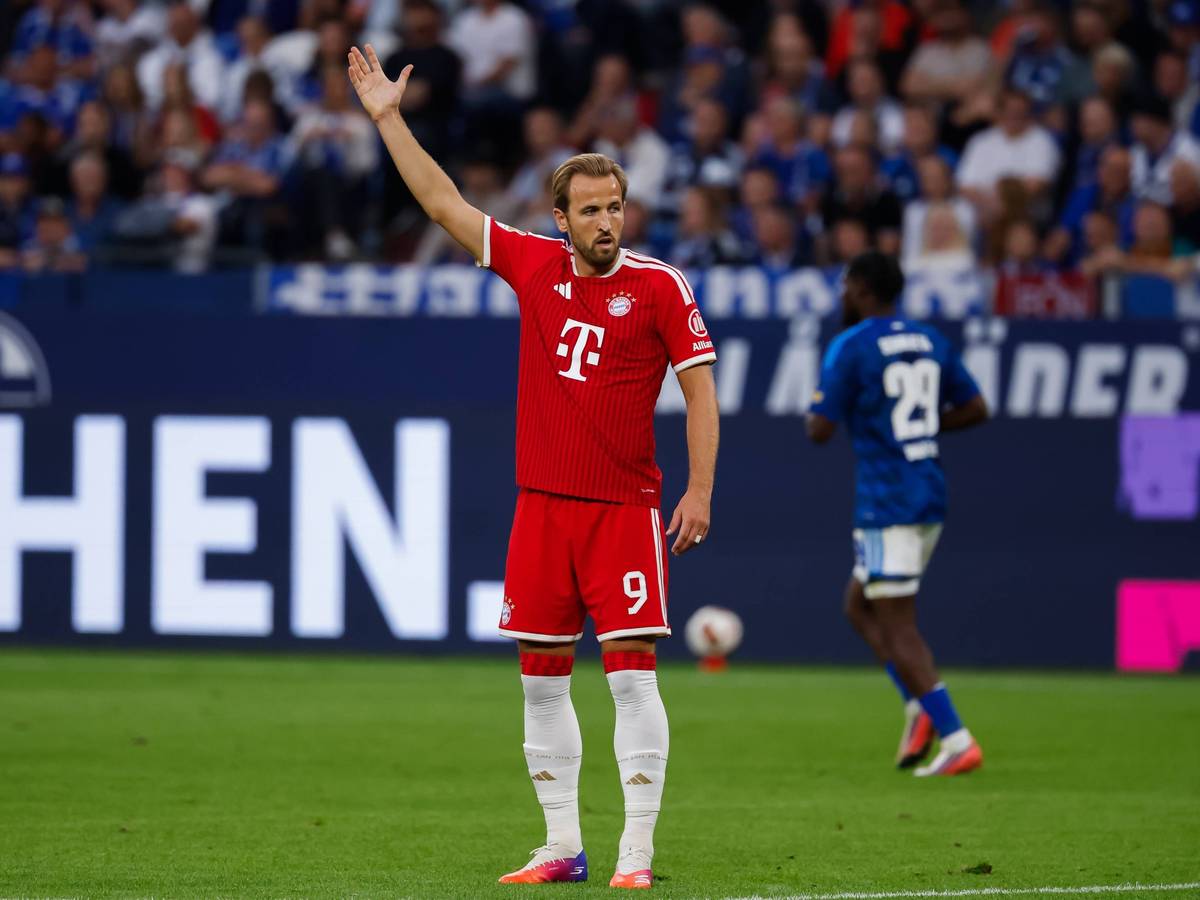 Harry Kane beim Spiel des FC Bayern auf dem Platz.