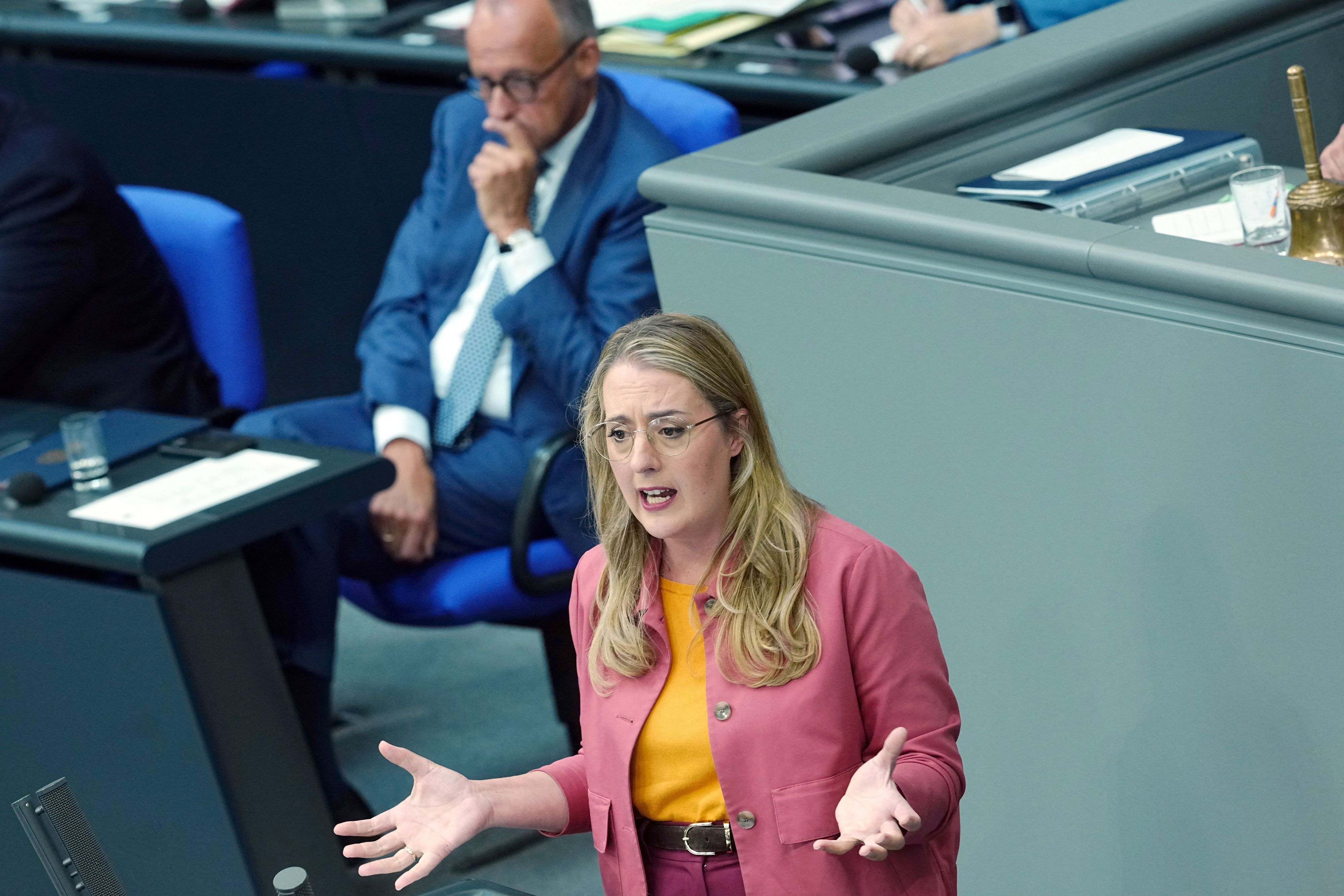 Die Grünen-Fraktionschefin Katharina Dröge bei der Generaldebatte im Bundestag.