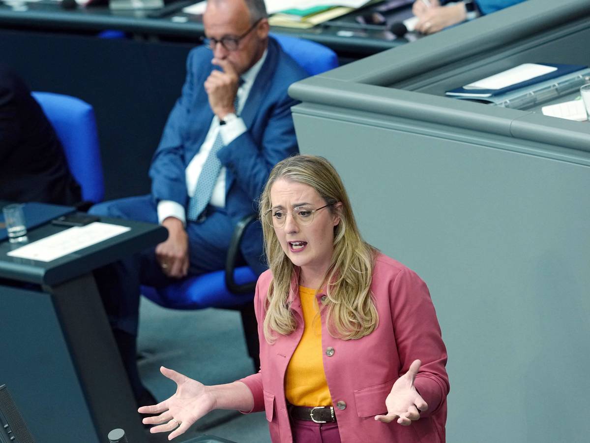 Die Grünen-Fraktionschefin Katharina Dröge bei der Generaldebatte im Bundestag.