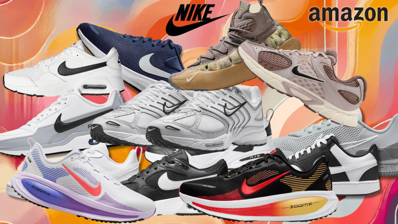 Auf dem Bild ist eine Collage diverser Nike Sneaker zu sehen, die sich aktuell im Nike Sale befinden.