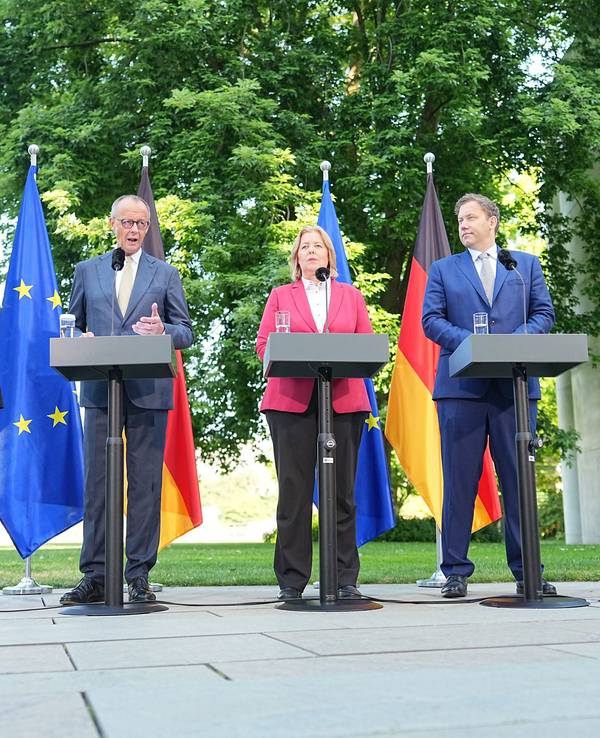 Die Parteichefs von Union und SPD: Markus Söder, Friedrich Merz, Bärbel Bas, Lars Klingbeil